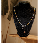 Χειροποιητο Κολιε με Ημιπολυτιμο Λιθο Αιματιτη ,μενταγιον σεληνη με στρας και ηλιο - Image 5