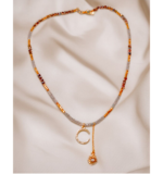 Χειροποιητο Κολιε με Ημιπολυτιμο Λιθο Αιματιτη ,μενταγιον σεληνη με στρας και ηλιο - Image 7