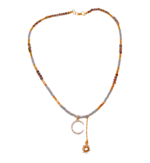 Χειροποιητο Κολιε με Ημιπολυτιμο Λιθο Αιματιτη ,μενταγιον σεληνη με στρας και ηλιο