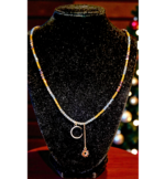 Χειροποιητο Κολιε με Ημιπολυτιμο Λιθο Αιματιτη ,μενταγιον σεληνη με στρας και ηλιο - Image 3