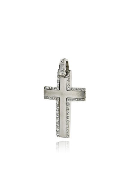 Σταυρός Βάπτισης Val΄Oro για Κορίτσι από Λευκό Χρυσό Κ14 με Πέτρες Ζιργκόν 039778