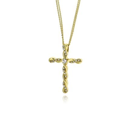 Σταυρός Βάπτισης Val΄Oro με Αλυσίδα για Κορίτσι από Κίτρινο Χρυσό Κ14 και Πέτρα Ζιργκόν 039748