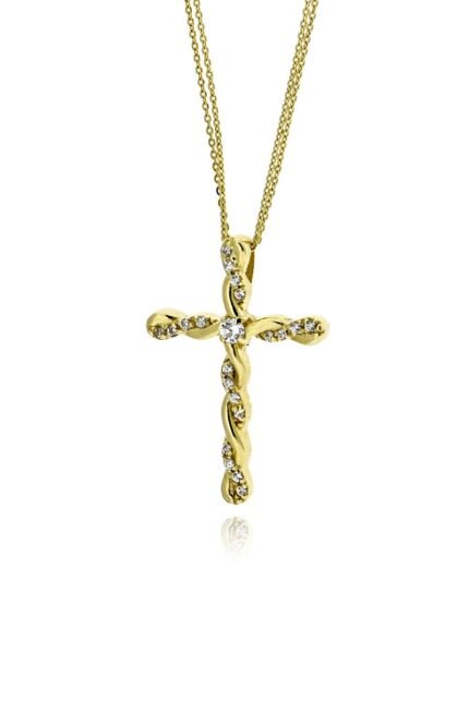 Σταυρός Βάπτισης Val΄Oro με Αλυσίδα για Κορίτσι από Κίτρινο Χρυσό Κ14 και Πέτρα Ζιργκόν 039748