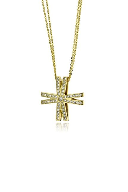 Σταυρός Βάπτισης Val΄Oro με Αλυσίδα για Κορίτσι από Κίτρινο Χρυσό Κ14 και Πέτρες Ζιργκόν 039759