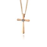 Σταυρός Βάπτισης Val΄Oro με Αλυσίδα για Κορίτσι από Ροζ Χρυσό Κ14 και Πέτρα Ζιργκόν 034902