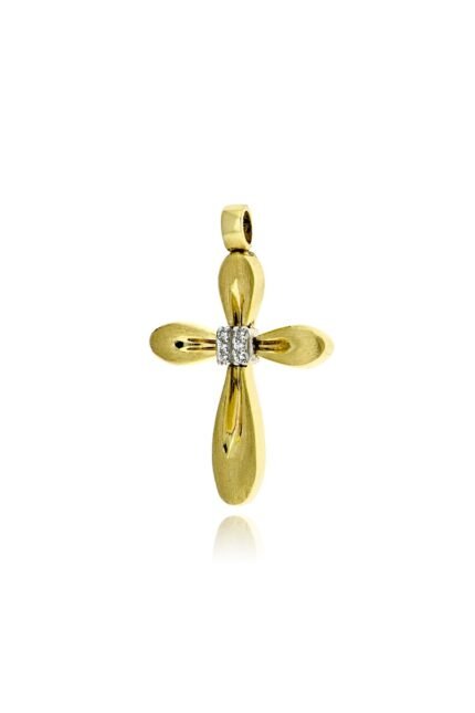 Σταυρός Βάπτισης για Κορίτσι Val΄Oro από Κίτρινο Χρυσό Κ14 και Πέτρες Ζιργκόν 039730