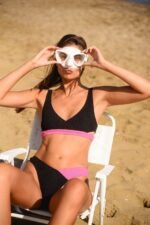 Sports bra  High leg V bottom Best for a B cup and above  Fully lined  Sensitive to pool use 