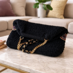 Γυναικεία χειροποίητη πλεκτή τσάντα ώμου από νήμα βελουτέ - Image 2