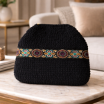 Γυναικεία χειροποίητη πλεκτή τσάντα ώμου από νήμα βελουτέ - Image 3