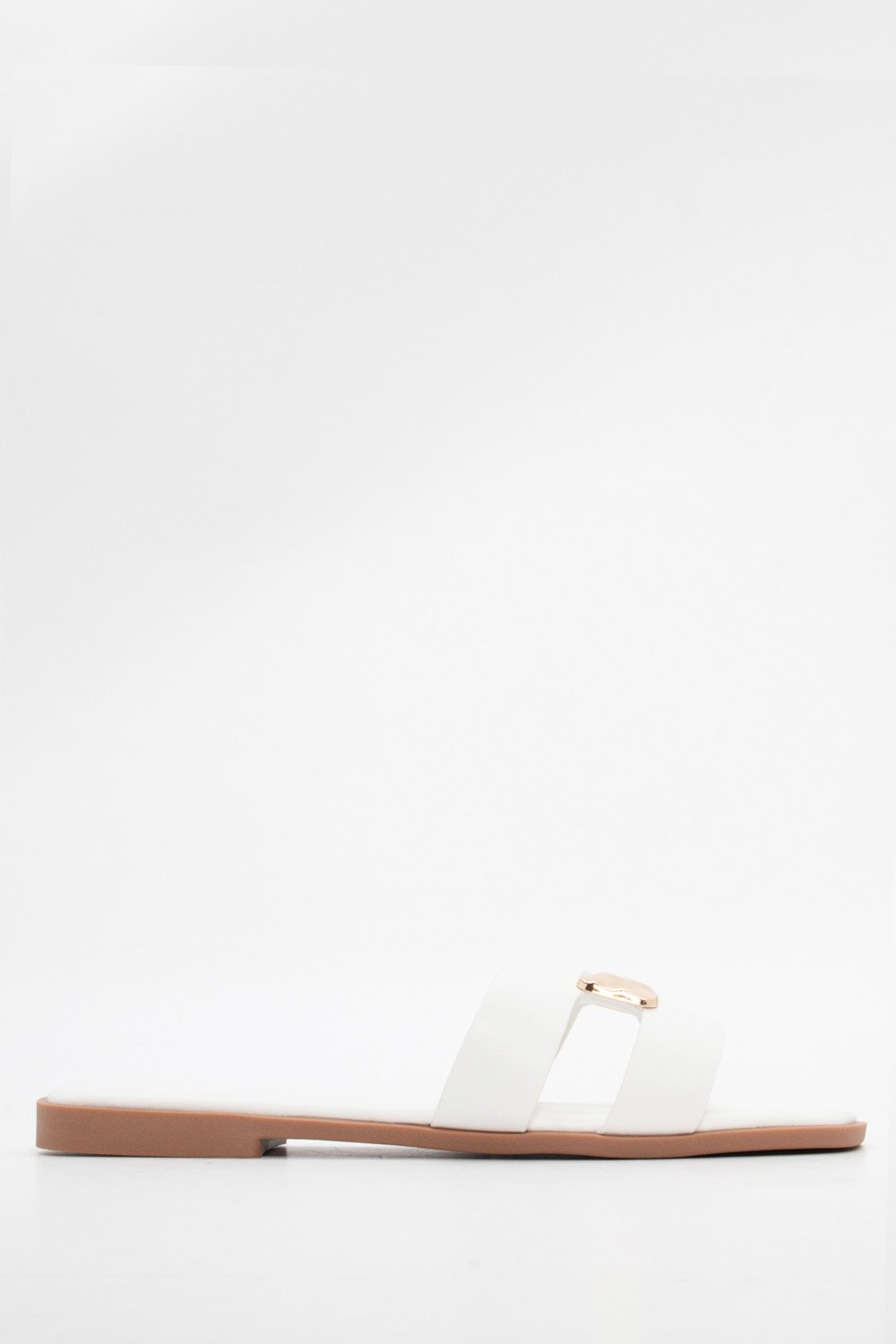 Flat-Σανδάλια-με-Ανοίγματα-στο-Πλάι-Λευκό Flat Σανδάλια με Ανοίγματα στο Πλάι - Λευκό