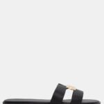 Flat Σανδάλια με Ανοίγματα στο Πλάι - Μαύρο