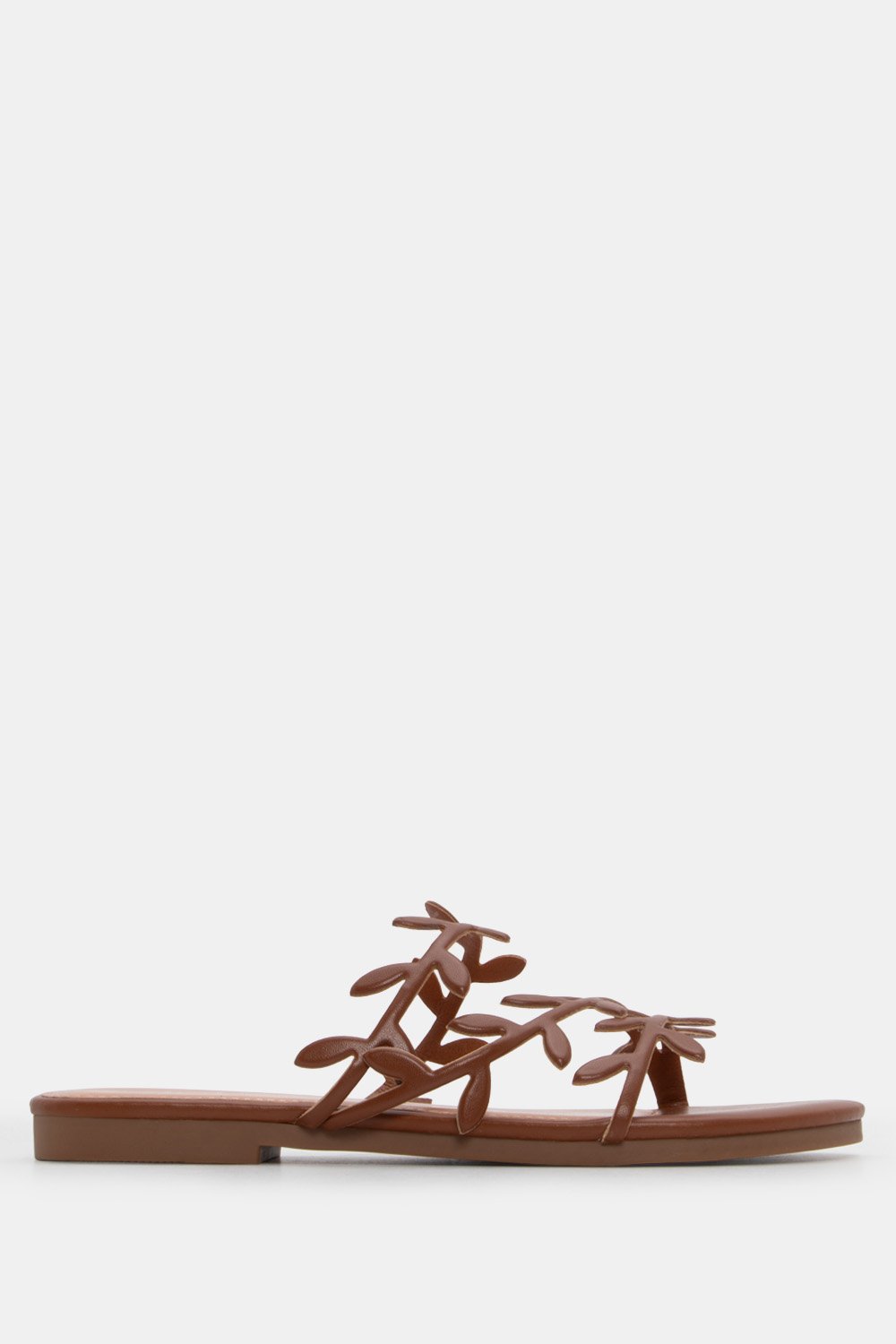 Flat-Σανδάλια-με-Φύλλα-Καφέ Flat Σανδάλια με Φύλλα - Καφέ