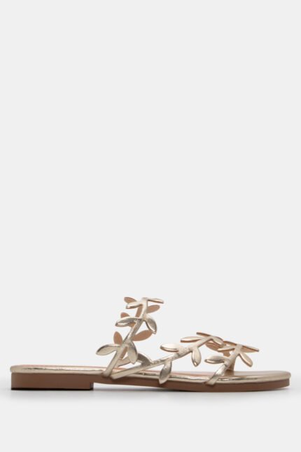 Flat Σανδάλια με Φύλλα - Χρυσό