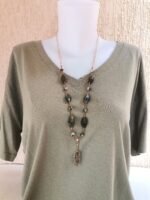 Ατσάλινο Κολιέ με Λαμπραντορίτη και Πρενίτη - Image 4