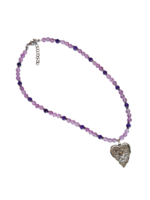 Κολιέ με Μωβ Jade και Μοτίφ Καρδιά