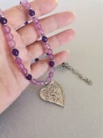 Κολιέ με Μωβ Jade και Μοτίφ Καρδιά - Image 5