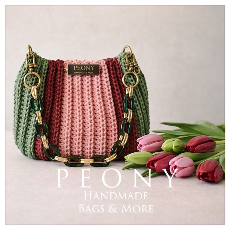 Πλεκτή τρίχρωμη τσάντα