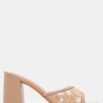 Mules με Δίχτυ & Διακοσμητικά Λουλούδια από Δαντέλα - Nude