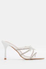 Mules με Διακοσμητική Πεταλούδα & Strass - Λευκό