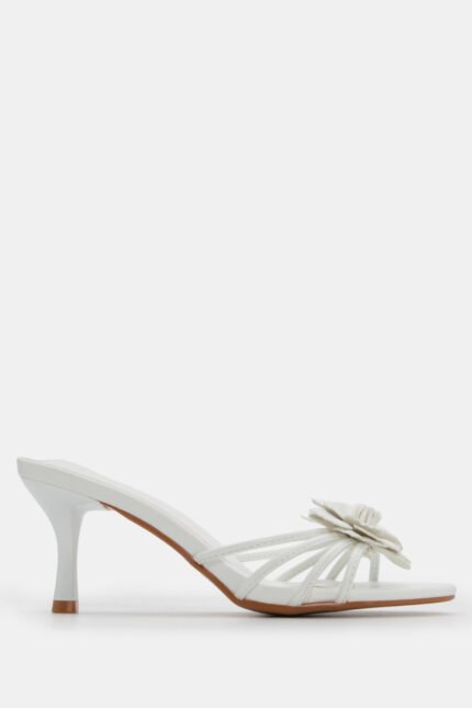Mules με Διακοσμητικό Λουλούδι - Λευκό