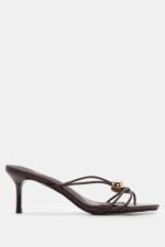 Mules με Μεταλλική Λεπτομέρεια - Καφέ Σκούρο