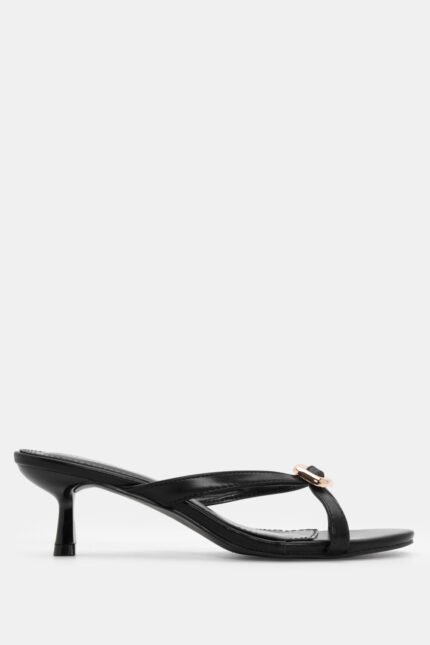 Mules με Χιαστί Λουράκια & Μεταλλική Λεπτομέρεια - Μαύρο