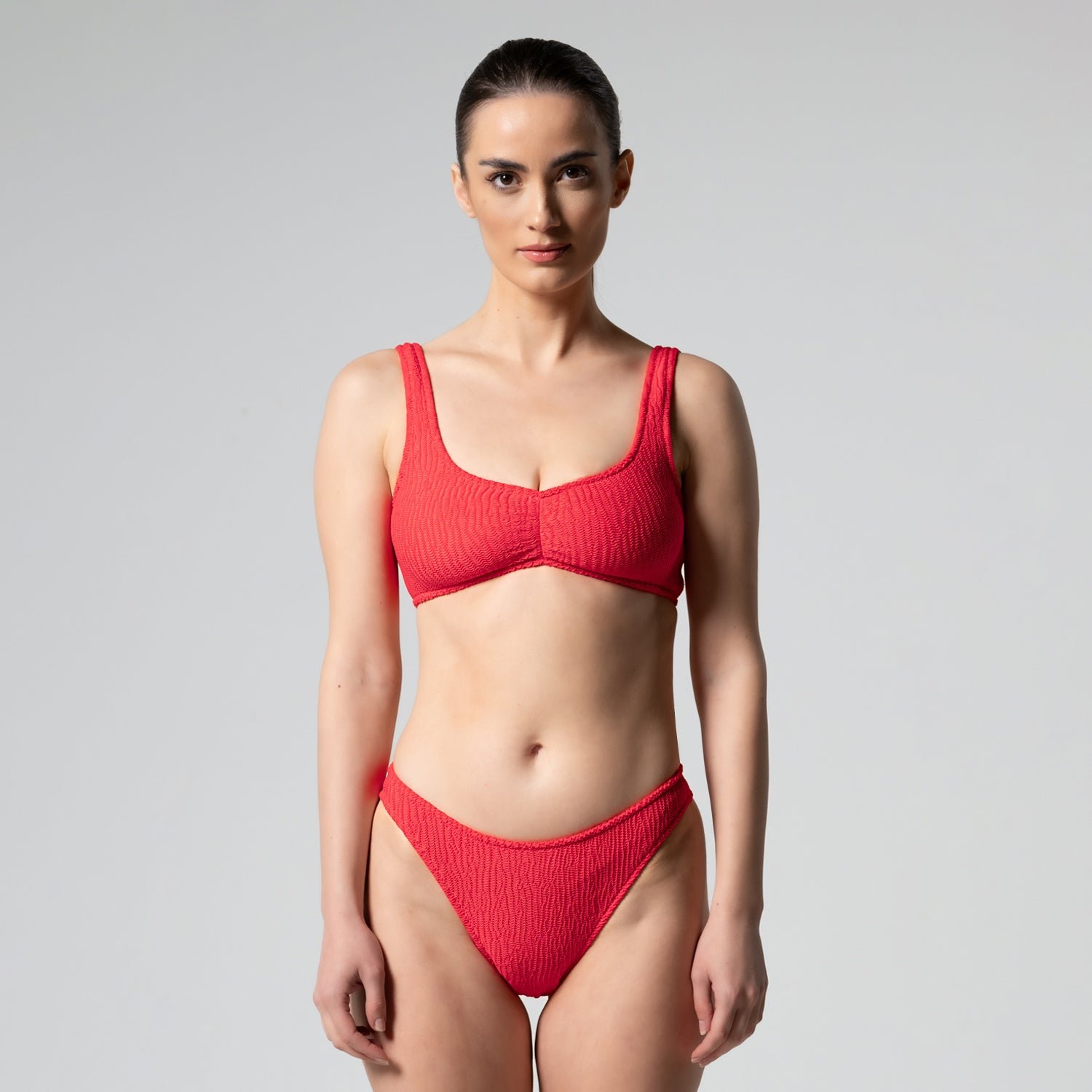 Silia-Red-Crinkle Swimwear