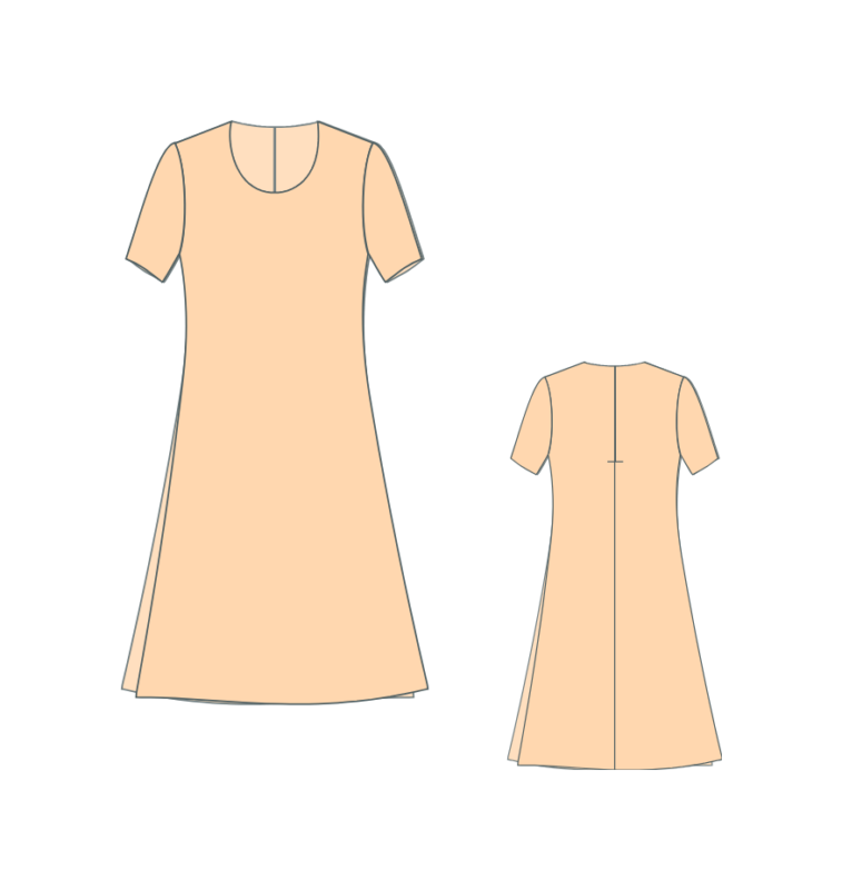 Technical Sketch Nicolina plus size dress knee length trapeze 2026 02 13 83913