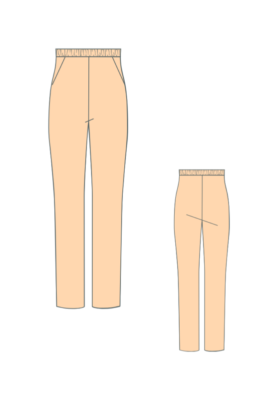 Technical Sketch sewing pattern relaxed pants PLUS SIZE