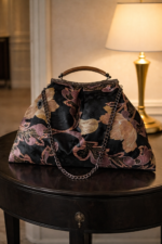 Χειροποίητη τσάντα χειρός & ώμου σε στυλ vintage, από σατέν ύφασμα - Image 2