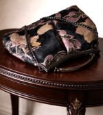 Χειροποίητη τσάντα χειρός & ώμου σε στυλ vintage, από σατέν ύφασμα - Image 3