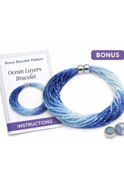 bonus bracelet pattern with magnetic clasp and finished beaded bracelet seed beads kit