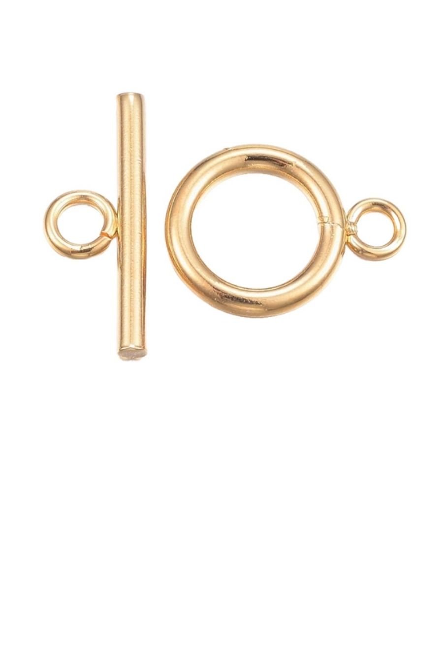 gold-toggle-clasp-set-4pcs Gold plated 18K toggle clasp set made of stainless steel 304, bar and ring, 5-piece jewelry findings.