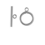 Stainless steel toggle clasp set in silver color, bar and ring components, 5 sets for handmade jewelry.