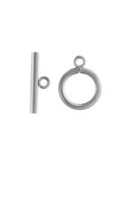 Stainless steel toggle clasp set in silver color, bar and ring components, 5 sets for handmade jewelry.
