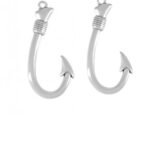Two zamak cast hook-shaped charms in dark metal finish, size 23×47mm, set of 2.