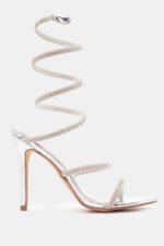 Πέδιλα με Περιστρεφόμενο Λουράκι & Strass - Ασημί