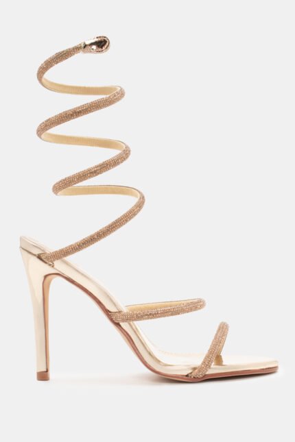 Πέδιλα με Περιστρεφόμενο Λουράκι & Strass - Χρυσό