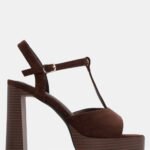 Πέδιλα με Φιάπα & Τακούνι - Καφέ Σκούρο