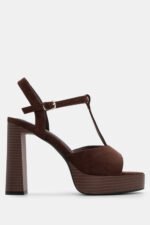 Πέδιλα με Φιάπα & Τακούνι - Καφέ Σκούρο