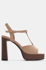 Πέδιλα με Φιάπα & Τακούνι - Μπεζ-Σκούρο