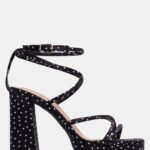 Πέδιλα με Χιαστί Λουράκια & Φιάπα - Άσπρο+Μαύρο