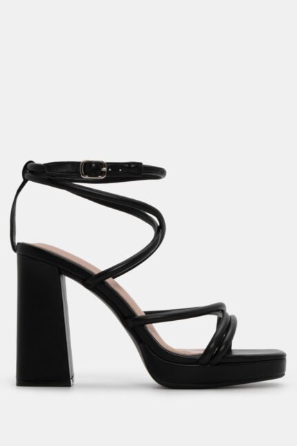 Πέδιλα με Χιαστί Λουράκια & Φιάπα - Μαύρο