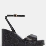 Πλατφόρμες με Snake Print Λεπτομέρεια & Μπαρέτα - Animal Print Μαύρο Φίδι