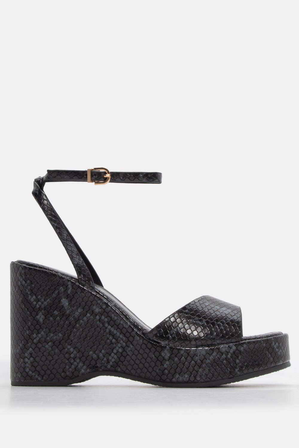 Πλατφόρμες-με-Snake-Print-Λεπτομέρεια-Μπαρέτα-Animal-Print-Μαύρο-Φίδι Πλατφόρμες με Snake Print Λεπτομέρεια & Μπαρέτα - Animal Print Μαύρο Φίδι