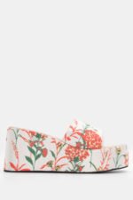 Πλατφόρμες με Πολύχρωμα Λουλούδια - Μπεζ