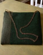 Γυναικεία τσάντα ώμου και χιαστί χειροποίητη από ύφασμα τουίντ Pied de Poule - Image 2