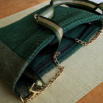 Γυναικεία τσάντα ώμου και χιαστί χειροποίητη από ύφασμα τουίντ Pied de Poule - Image 4