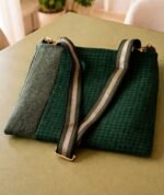 Γυναικεία τσάντα ώμου και χιαστί χειροποίητη από ύφασμα τουίντ Pied de Poule - Image 3