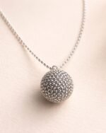 minimal necklace with beaded ball pendant seed beads jewelry